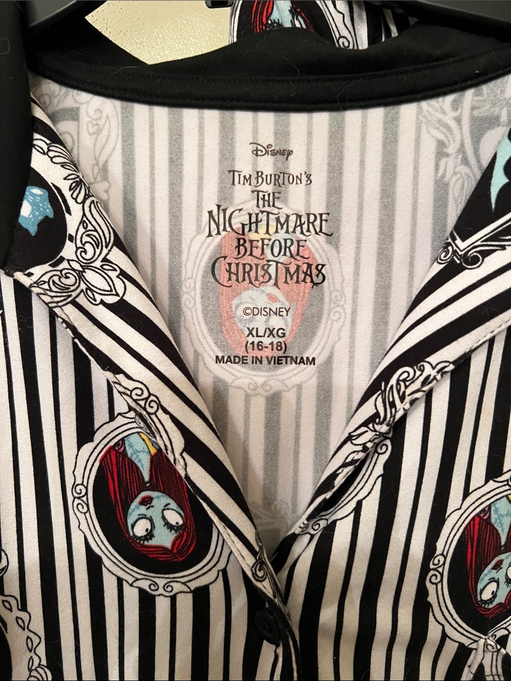 The Nightmare Before Christmas Striped Short-Sleeve Pajama set - Black/White - Picture 2 of 8